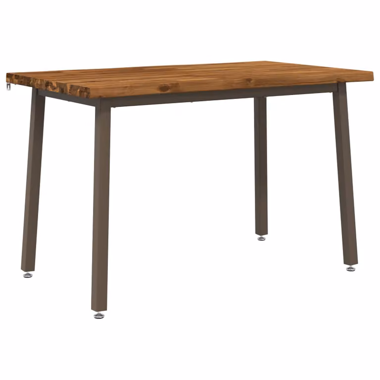 Mesa de comedor rectangular vidaXL de madera de acacia sólida en colores natural y café, An/P/Al: 120 x 70 x 75 cm