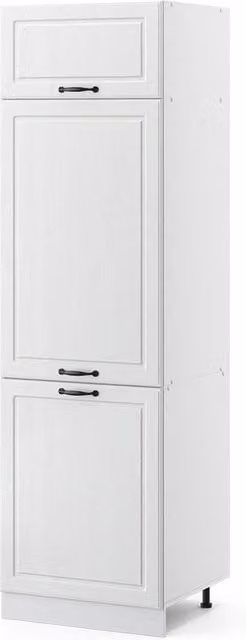 Armario para frigorífico empotrado Vicco R-Line estilo casa de campo en color blanco mate, An: 60 cm, P: 60,4 cm, Al: 206,8 cm