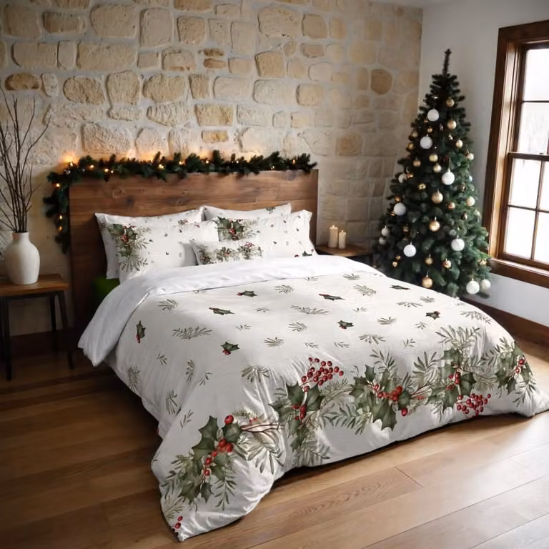 Funda nórdica de Navidad Muare Home multicolor con diseño floral en poliéster, An x An: 240 x 220 cm