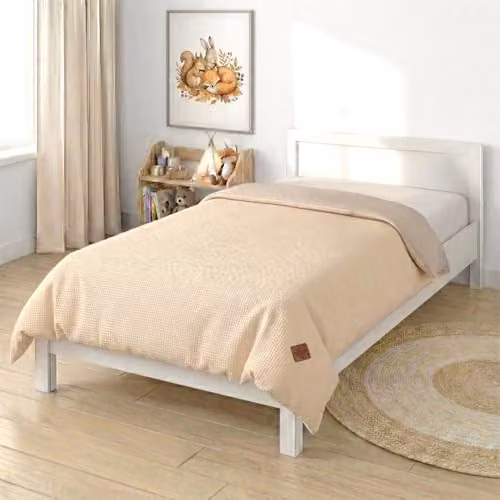 Funda nórdica reversible Sevira Kids para bebé en gasa de algodón y nido de abeja, color beige