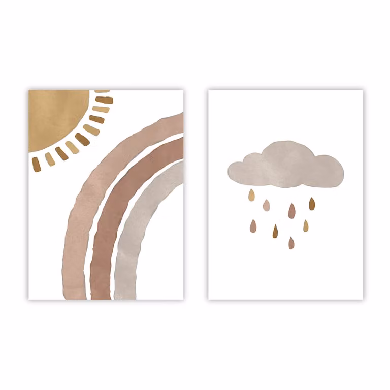 Set de 2 posters abstractos de estilo escandinavo multicolor de Poster Lab, An/P/Al: 30 x 40 cm