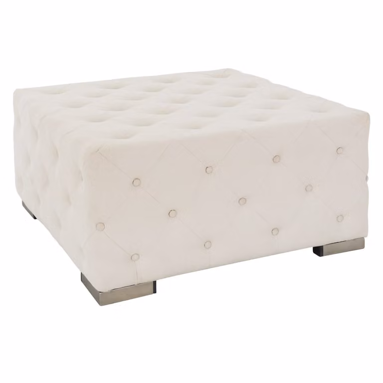 Puff cuadrado XXL Ostrava WOMO-DESIGN color beige y blanco An/P/Al: 90 x 45 x 45 cm