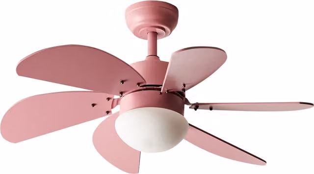 Ventilador de techo con luz LED Beliani Logar en color rosa con mando a distancia y temporizador