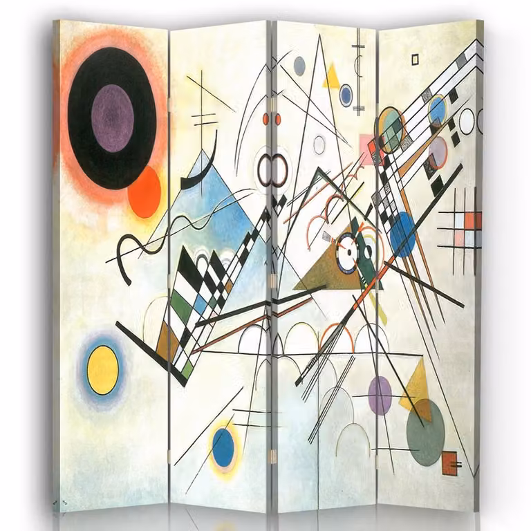 Biombo de 4 paneles con diseño abstracto Composición VIII de Wassily Kandinsky por Legendarte, multicolor, An/Al: 170 x 145 cm