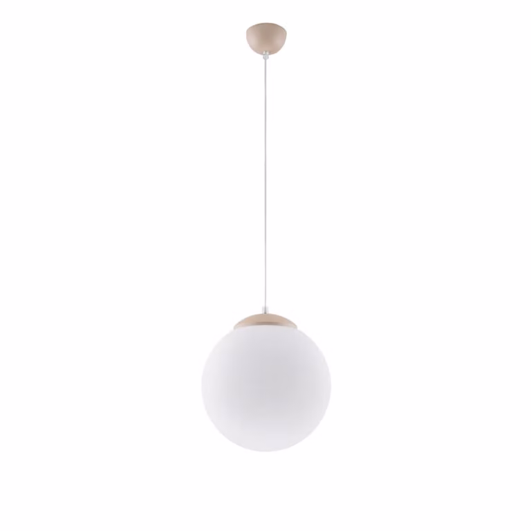Lámpara colgante Ugo 30 Sollux en color taupe con acabado de vidrio y metal, An/P/Al: 30 x 30 x 120 cm