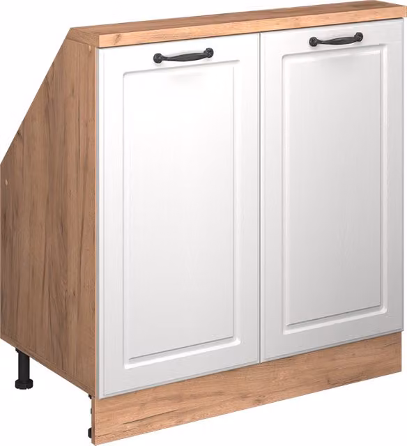 Armario de cocina Vicco R-line para techo inclinado con 2 puertas, estilo casa de campo, color blanco y roble dorado, An/P/Al: 80 x 46 x 83,8 cm