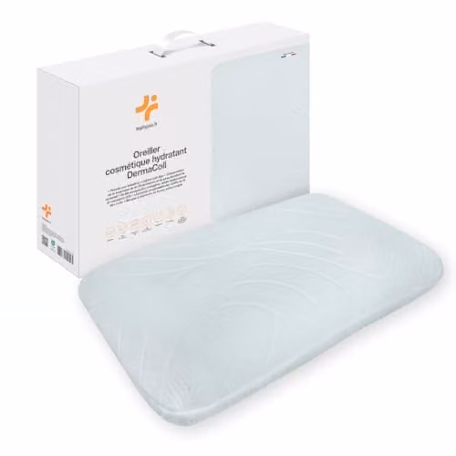 Almohada ergonómica Inphysio DermaColl blanca de memory foam con funda microencapsulada de colágeno, ácido hialurónico y Q10, An/P/Al: 60 x 40 x 11 cm