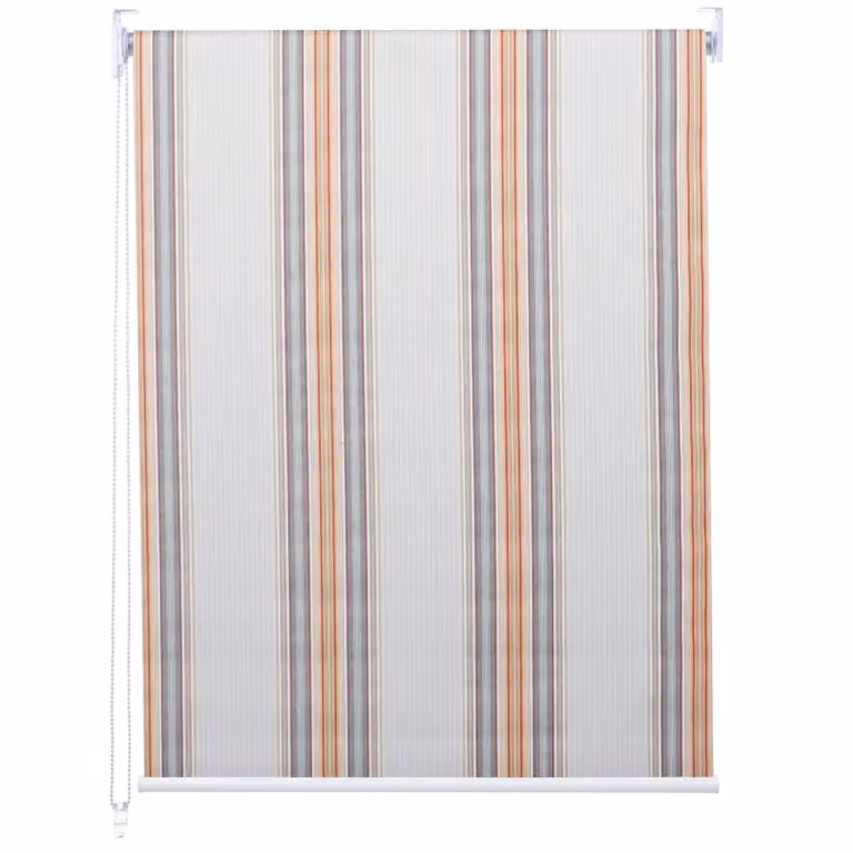 Estor Enrollable Mendler Opaco con Aislamiento Térmico, Diseño de Rayas en Gris, Marrón y Naranja, An: 40 cm, Al: 160 cm