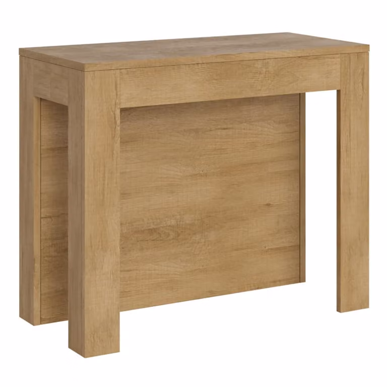 Consola extensible Ityhome moderna en color roble natural, An/P/Al: 90 x 42 x 77 cm con extensión hasta 290 cm