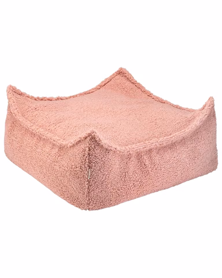 Puf cuadrado Wigiwama de tejido bouclé en poliéster color rosa, An/P/Al: 60 x 60 x 20 cm