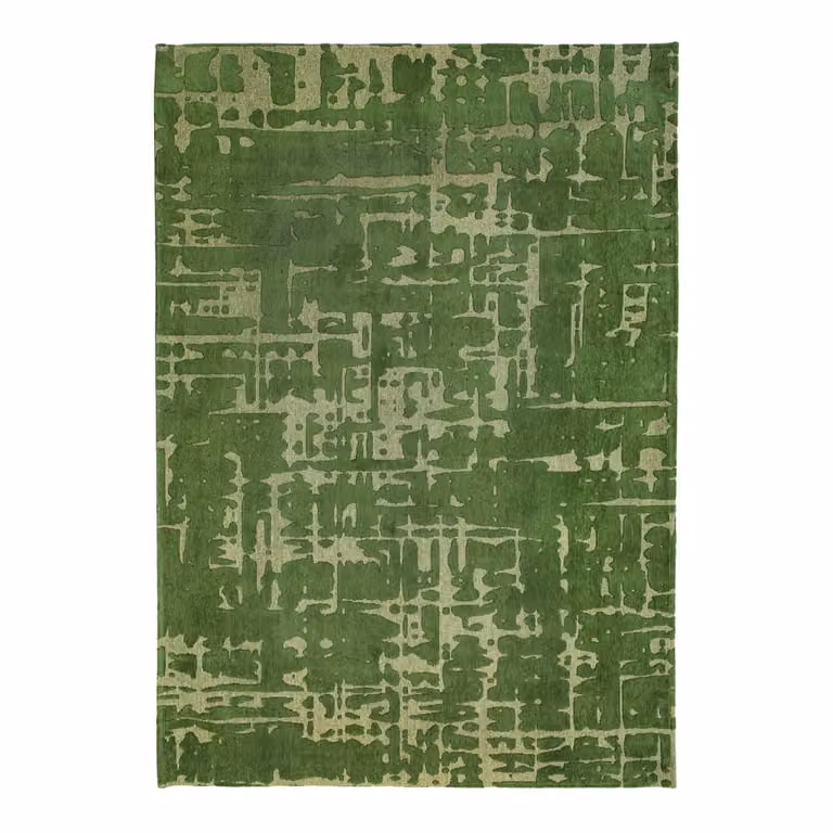 Alfombra lavable Louis de Poortere Baobab de diseño abstracto en color verde para interior y exterior, An/P: 80 x 150 cm