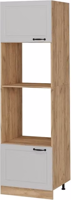 Armario para microondas Vicco R-Line estilo casa de campo con puertas batientes y estante abierto, An: 60 cm, Al: 57,2 cm, P: 48,7 cm