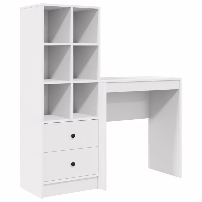 Set de 2 escritorios modernos vidaXL de madera MDF con estantería, An/P/Al: 115,5 x 40 x 127 cm