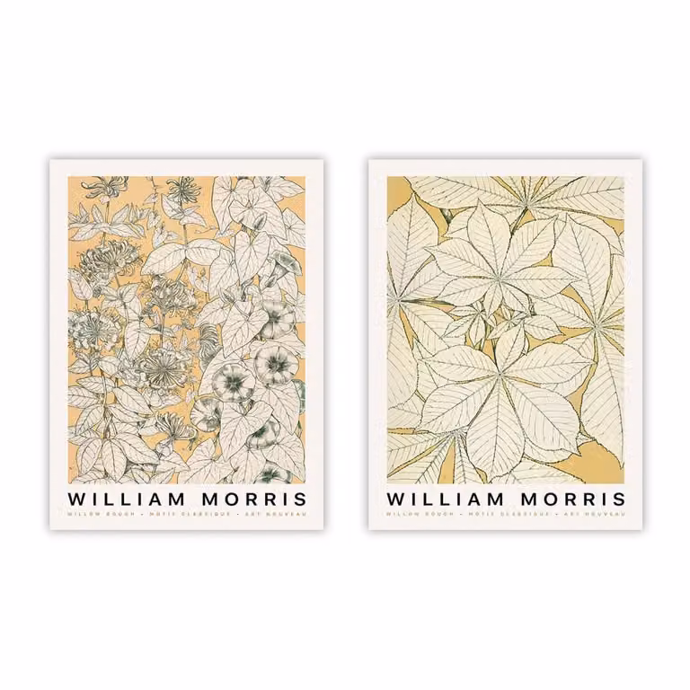 Set de 2 posters de estilo Art Nouveau con diseño floral multicolor de Poster Lab, An/P: 50 x 70 cm