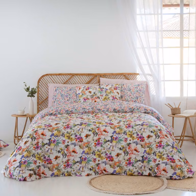 Funda nórdica reversible Naf Naf de algodón con diseño floral multicolor de 140 x 200 cm