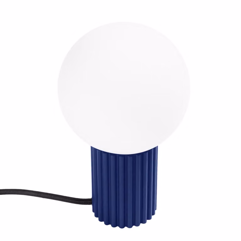 Lámpara de escritorio Sollux Lighting en color azul con acabado de aluminio y vidrio