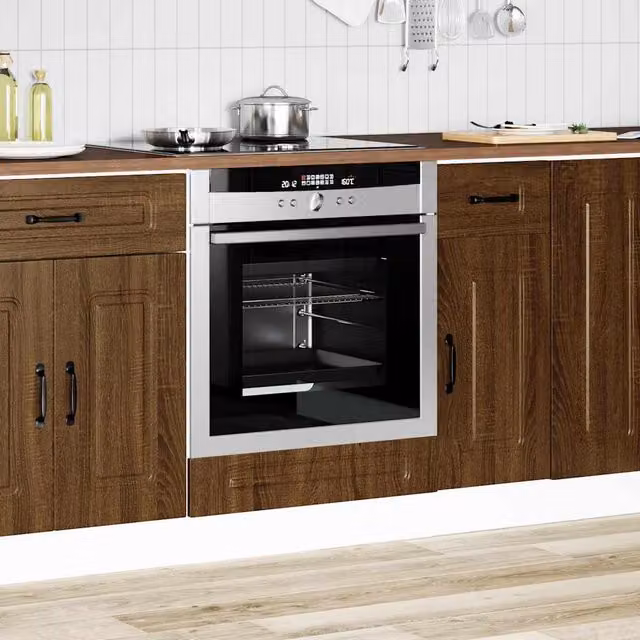 Mueble de horno Kalmar SYFAX en color marrón roble con acabado mate y puertas con cajones, An/P/Al: 60 x 46 x 81,5 cm