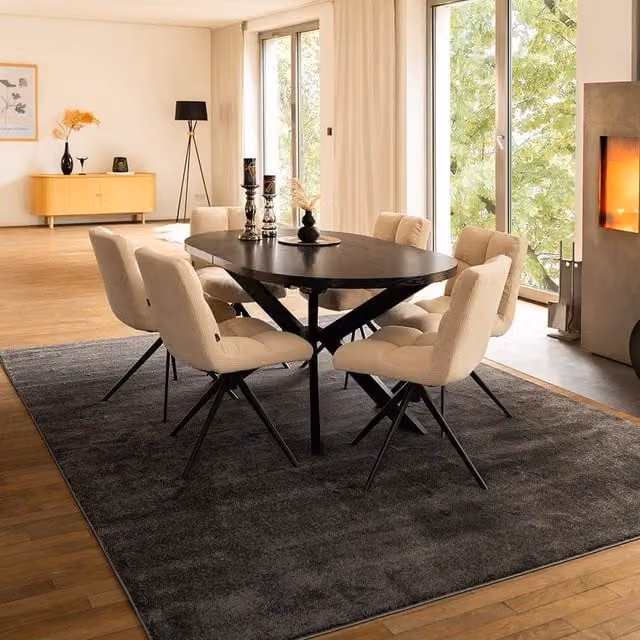 Mesa de comedor extensible AVENTI de Home Deluxe con base de estrella y forma ovalada en Roble Oscuro An/P: 160-200 x 100 cm