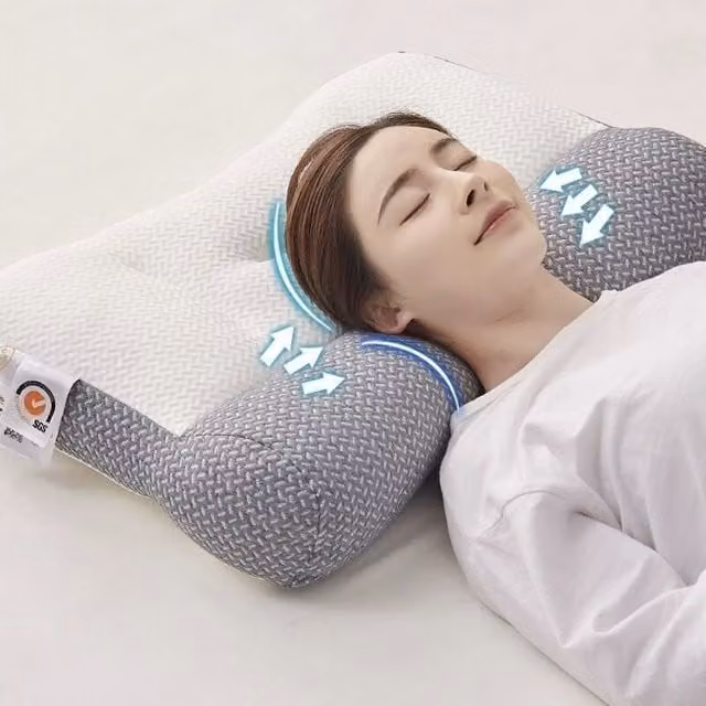Almohada Ergonómica de Memory Foam LIIYIELA en Gris para Apnea del Sueño y Apoyo Cervical