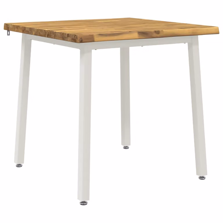 Mesa de comedor rectangular vidaXL de madera de acacia con borde natural en color marrón y blanco, An/P/Al: 80 x 80 x 75 cm