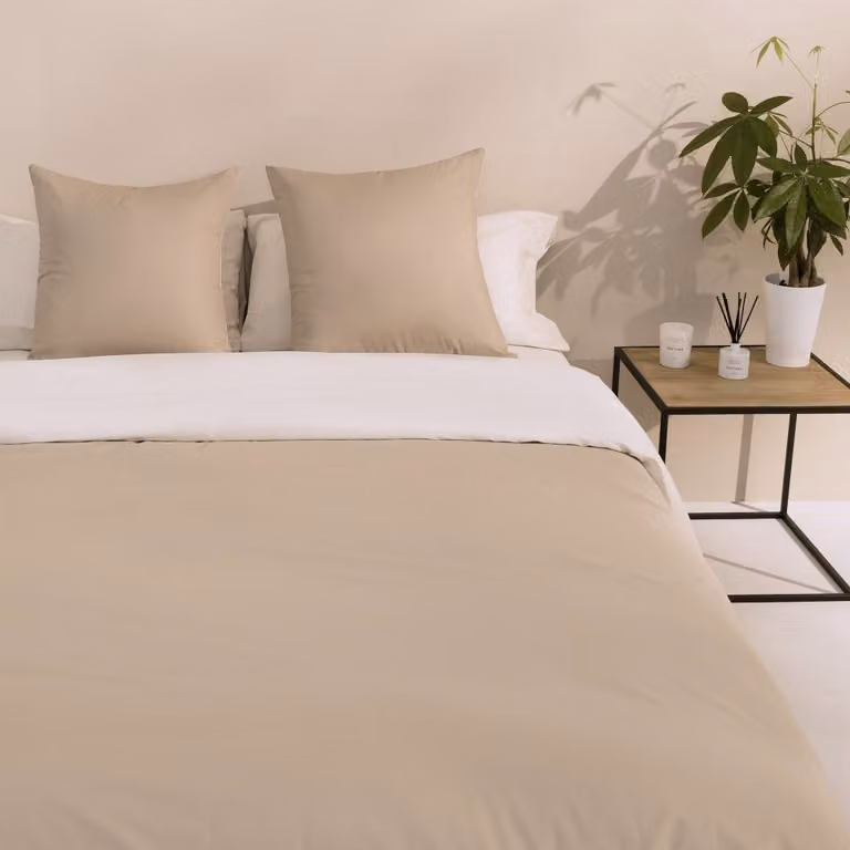 Funda nórdica de algodón orgánico Textura Interiors gris piedra, 180 hilos, para cama de 180-200 cm