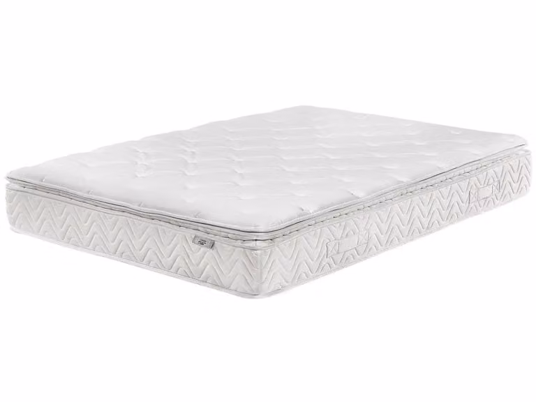 Colchón híbrido Beliani de tejido beige y blanco con funda extraíble de bambú, 180 x 200 cm