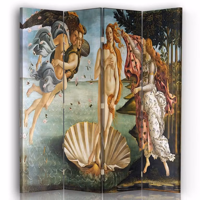Biombo El Nacimiento de Venus de S. Botticelli por Legendarte, multicolor, 4 paneles, An/P/Al: 170 x 145 cm