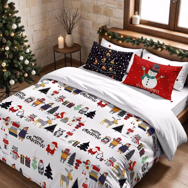 Funda nórdica de Navidad Decolores Home multicolor en poliéster de 200 x 200 cm