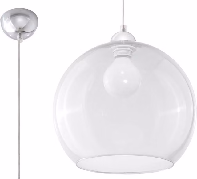 Lámpara colgante de esfera transparente y metal cromado Sollux Lighting con casquillo E27