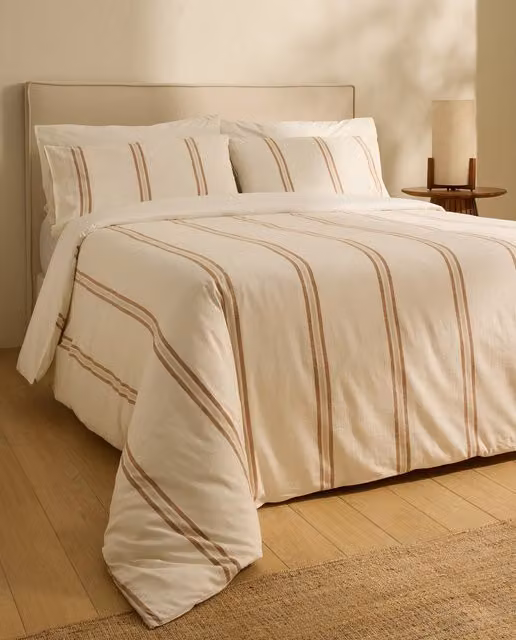 Juego de funda nórdica y fundas de almohada River de El Corte Inglés - Room - Lino y Algodón - Beige - An: 135 cm, Al: 200 cm