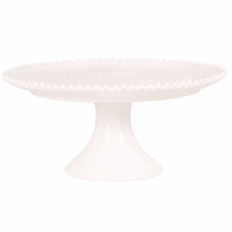 Soporte para tartas redondo de cerámica blanca con borde perlado Maisons du Monde