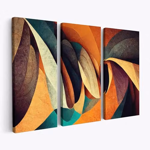 Cuadro tríptico abstracto Lumalea multicolor de diseño moderno en lienzo, An/P/Al: 120 x 80 x 3 cm