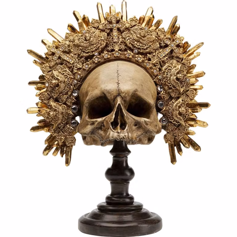 Objeto decorativo King Skull de Kare Design en color dorado, Altura: 42 cm