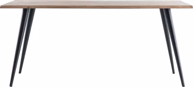 Miliboo Mesa de comedor rectangular de acacia y metal L175 Edge en marrón y negro