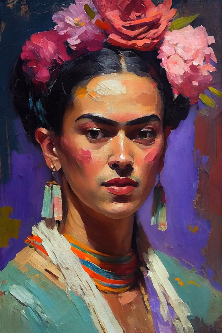 Cuadro de impresión sobre lienzo con diseño floral y retrato botánico de Hexoa, multicolor y azul, An/P/Al: 60 x 90 cm
