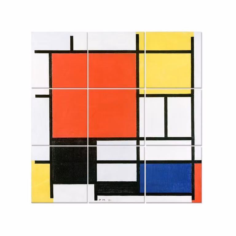 Panel Decorativo Abstracto Composición Con Plano Rojo Piet Mondrian de Legendarte, An/An: 150 x 150 cm