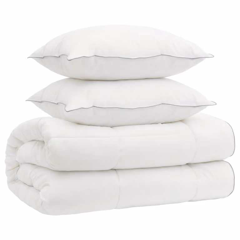 Juego de edredón y almohada vidaXL de 3 piezas en color blanco, compuesto por lana nueva y microfibra, An/P: 240 x 260 cm