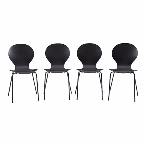 Juego de 4 sillas de comedor Etne de en.casa con estilo escandinavo en color negro, fabricadas en madera de abedul y metal, An/P/Al: 48 x 50 x 85 cm