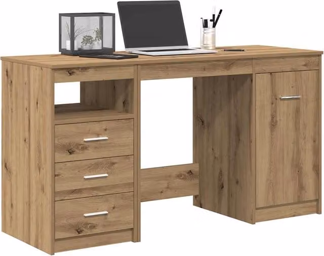 Escritorio moderno con armario y cajonera Maison Exclusive en madera de roble color marrón para oficina en casa An/P/Al: 100 x 50 x 76 cm