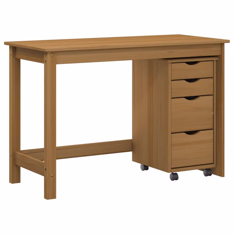 Juego de Escritorio y Armario Rodante vidaXL MOSS de 2 unidades en color Marrón Miel con diseño moderno de madera y plástico para oficina en casa