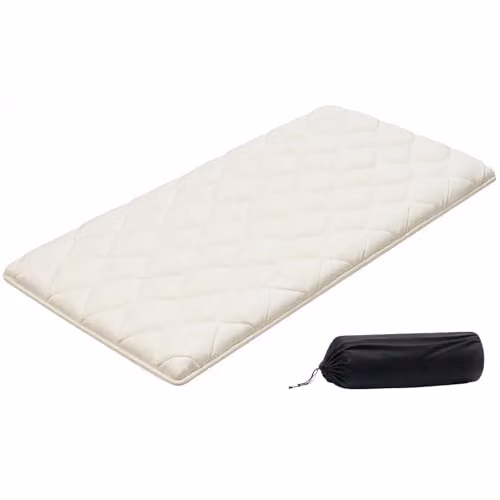 Colchón Futón Japonés VEVOR Plegable de Espuma, Esterilla Tatami para Meditación y Yoga con Bolsa de Almacenamiento, Blanco, An/P/Al: 99,1 x 203,2 x 6,35 cm