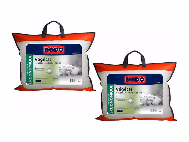Lote de 2 almohadas ergonómicas de espuma viscoelástica DODO VEGETAL color blanco, An/P: 70 x 45 cm