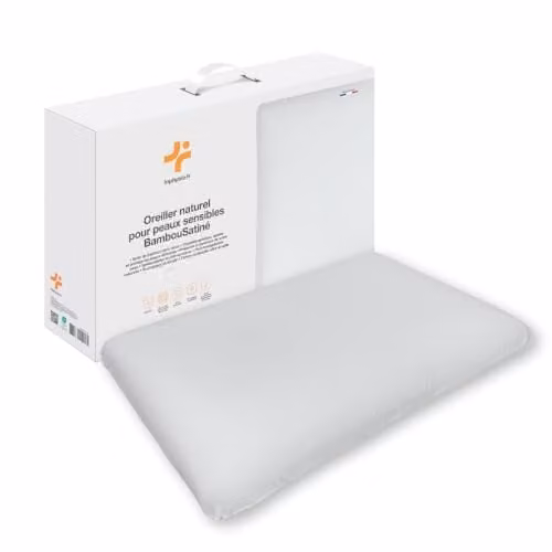 Almohada ergonómica Inphysio BambouSatin de satén de bambú blanca, hipoalergénica y termorreguladora para pieles sensibles