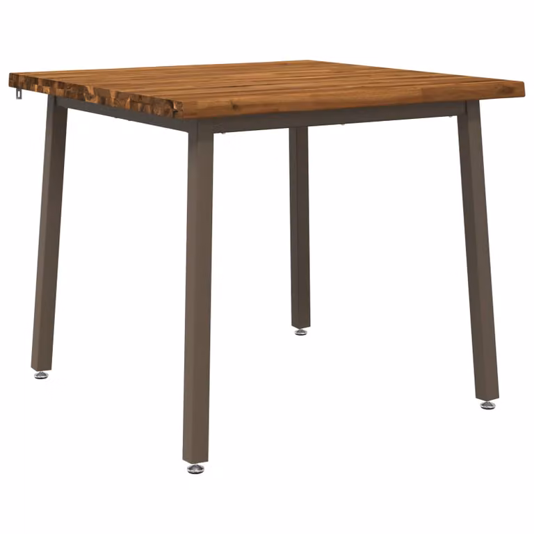 Mesa cuadrada moderna vidaXL de madera de acacia sólida en colores natural y café, An/P/Al: 90 x 90 x 75 cm