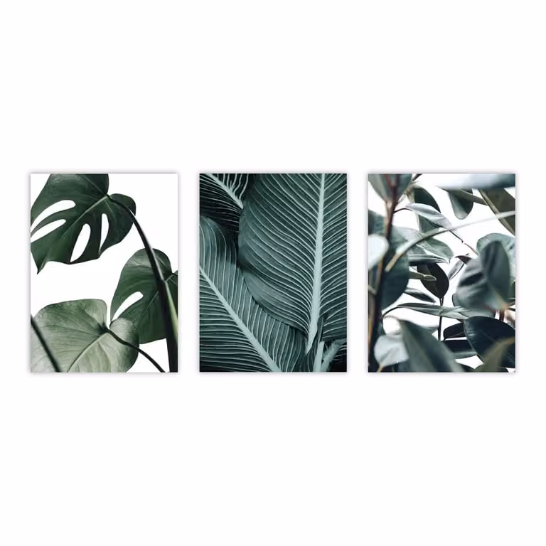 Set de 3 posters florales modernos de Poster Lab en multicolor y verde, An/P: 30 x 40 cm