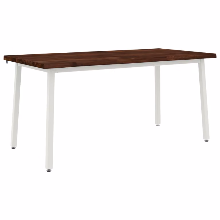 Mesa de comedor moderna vidaXL de madera de acacia con borde natural y acabado mate en color marrón, An/P/Al: 160 x 80 x 75 cm