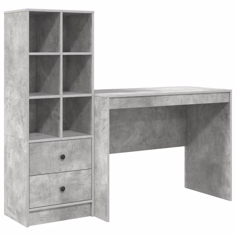 Set de 2 escritorios modernos vidaXL con estantería en gris y marrón, An/P/Al: 145.5 x 50 x 127 cm