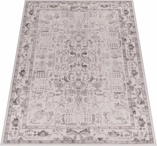 Alfombra lavable Sami de estilo oriental y moderno en color gris antracita, An/P: 160 x 220 cm