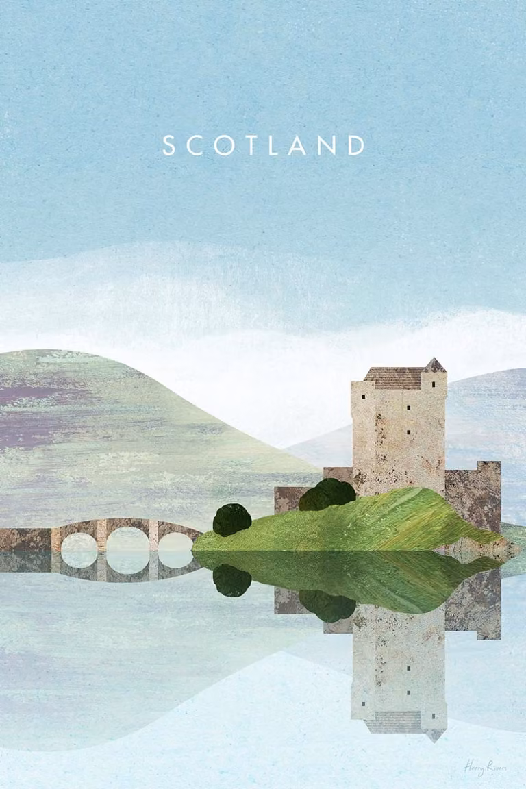 Cuadro de paisaje de Escocia Hexoa con impresión sobre lienzo azul, An/P/Al: 90 x 60 cm