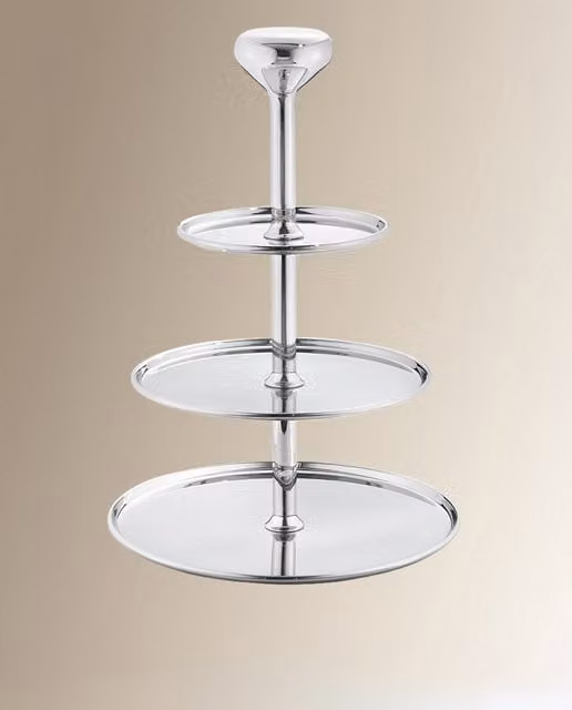 Frutero de 3 pisos Alfredo de Georg Jensen en acero inoxidable color plata